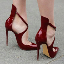 跨境女鞋交叉綁帶細跟女單鞋外貿流行女鞋大碼women heels pumps