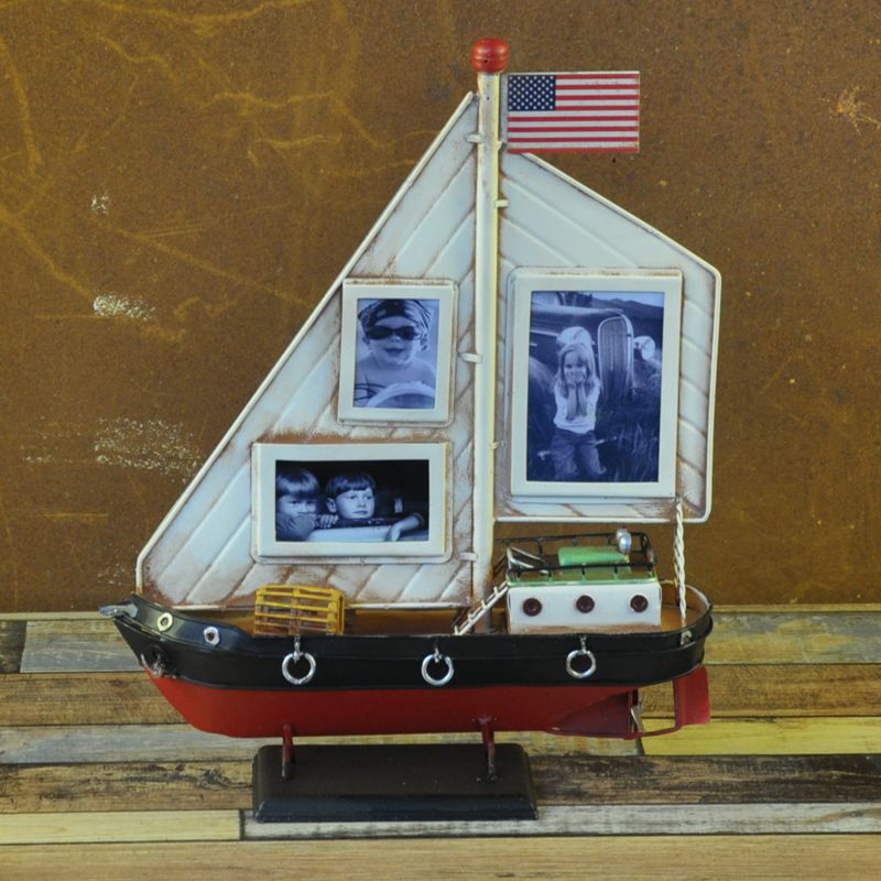 新款手工帆船照片墙 金属工艺品装饰 家居生日礼物摆件详情图6