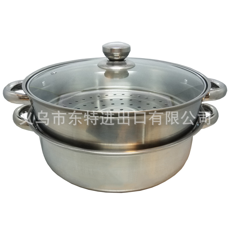 Factory direct sales 28cm stainless steel soup and steam dual-purpose pot, multi-purpose steamer, gift single-bottom 2-layer steamer detail image 5