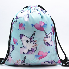 Cross-border 3D digital printing unicorn shoulder bag, shopping storage strap backpack