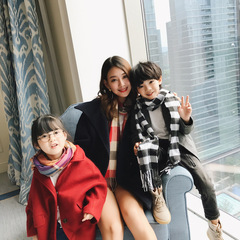 Children's Plaid Scarf with Lambskin Faux Lambskin - New Autumn/Winter Version, Striped Plaid, Colorful Contrast, Multicolored, Versatile Parent-Child Shawl