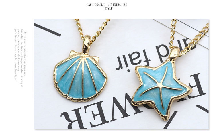 11g Weight Alloy Pendant Material Pendant Necklace Classification Alloy Chain Material 1 Piece Quantity Holiday, Daily Occasion Alloy Material Starfish, Shell Pattern Women's Gender Enamel Design Marine Style Style Marine Style Starfish Shell Alloy Enamel Women's Pendant Necklace 3
