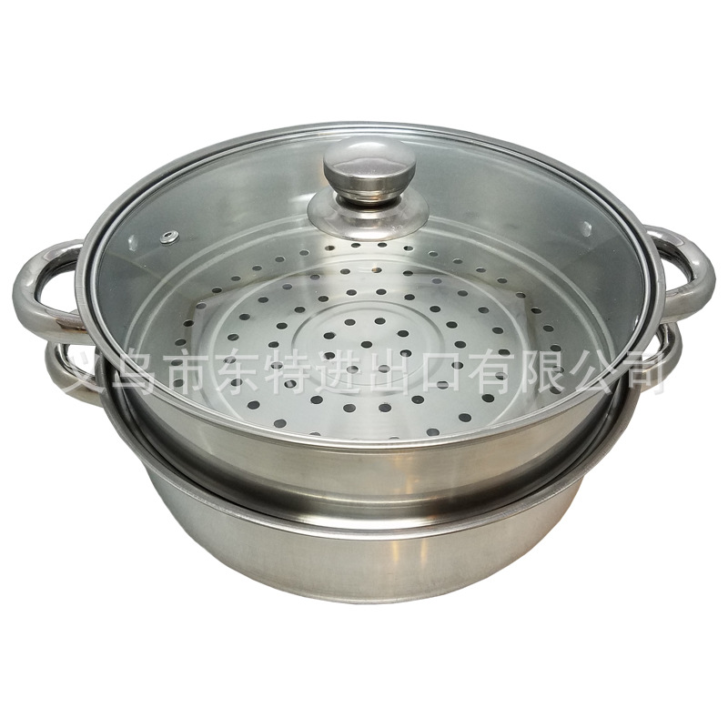 Factory direct sales 28cm stainless steel soup and steam dual-purpose pot, multi-purpose steamer, gift single-bottom 2-layer steamer detail image 4