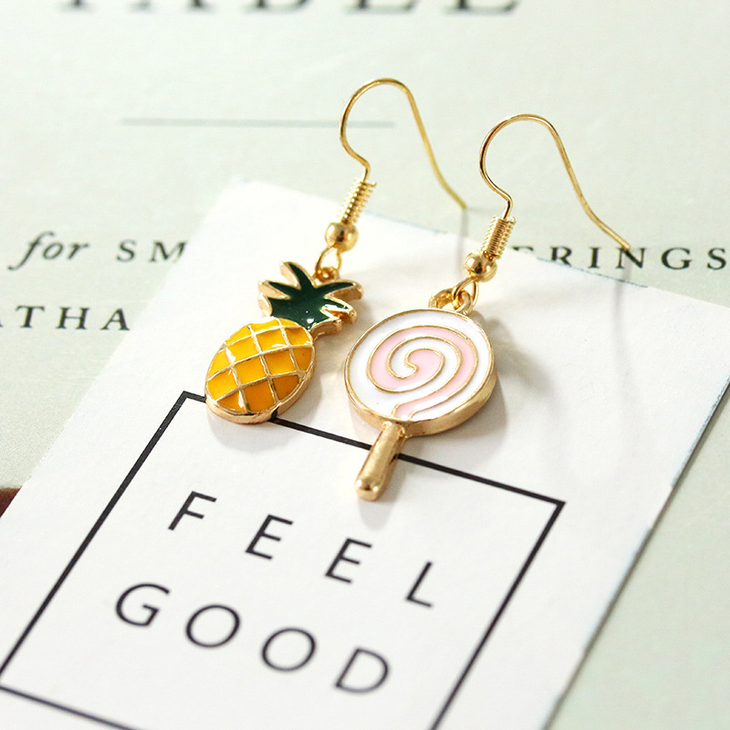 Fashion Pineapple Earrings Lollipop Earrings Handmade Oil Drip Craft Fruit Earrings display picture 3