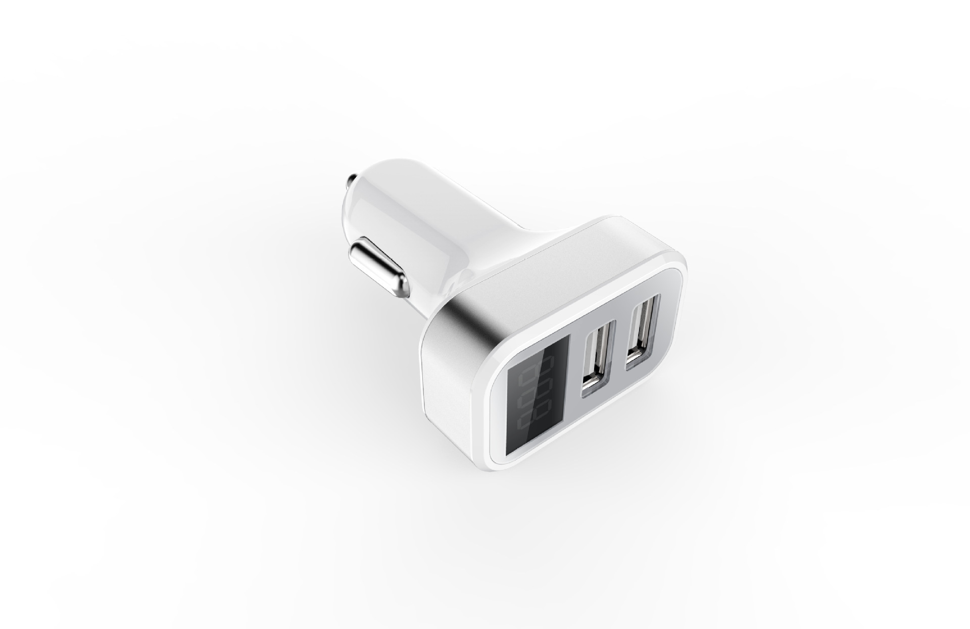 Mini dual USB new car charger with display current and voltage 2USB with digital display car charger