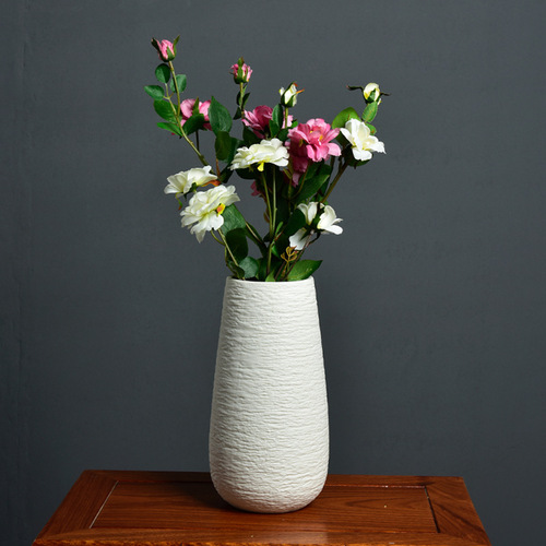 Wholesale European ceramic white vase living room home decoration craft ornaments modern simple flower ware dried flower porcelain