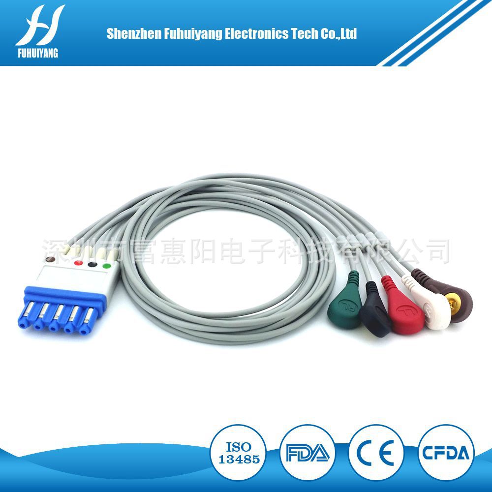 兼容 菲利普五导美标扣式分线  心电导联线