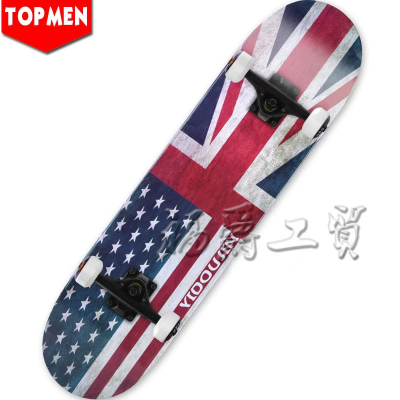 Скейтборд Topmen с двумя закруглёнными концами, кленовая дека 79×20,5 см, 4 колеса