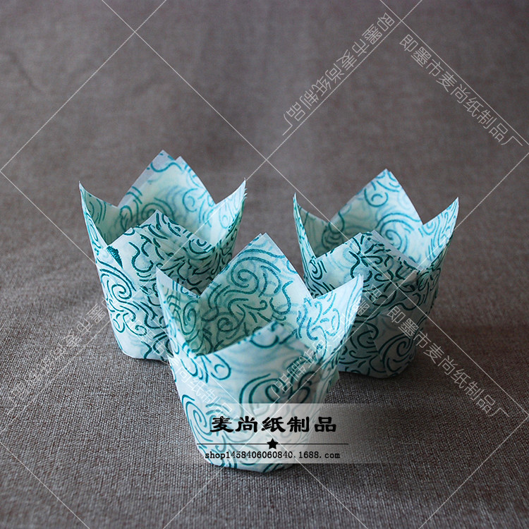 De calidad alimentaria de alta temperatura resistente medio corrugado pastel titular de papel pastel de tulipán pastel de papel muffin pastel de aceite titular de papel