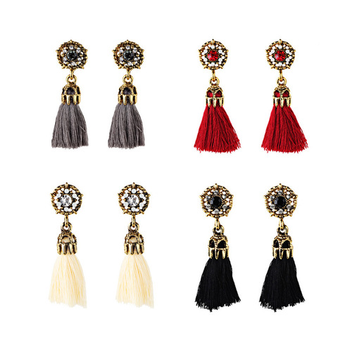 Singer host stage latin ballroom dance fringe earrings restoring ancient ways exaggerated flowers stud earrings tassel drop earrings