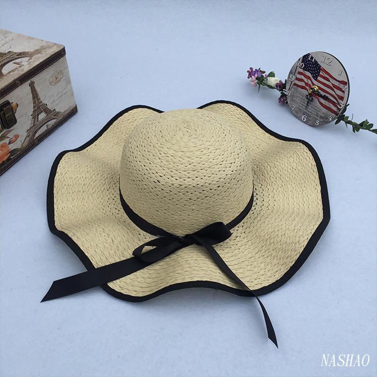 Fashion Sunshade Bow Big Brim Sunscreen Straw Hat display picture 1