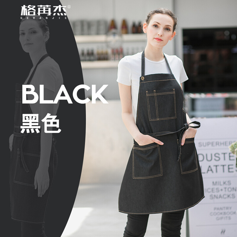 Denim sin mangas delantal cafetería diseñador lindo algodón lienzo cocina hombres y mujeres de estilo coreano ropa de trabajo de moda conjunto