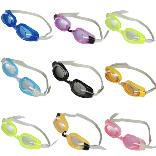Cheap swimming goggles with nose clip and earplugs, multi-color optional, general flat swimming goggles for adults and children, wholesale