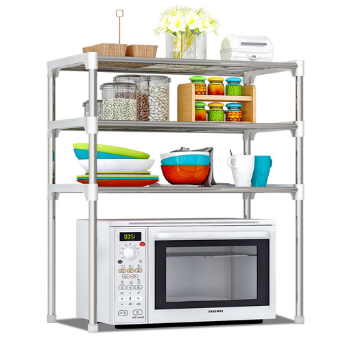 Solno Home Large Practical Floor-standing Iron Kitchen and Bathroom Shelf Partition Storage Rack 3 Shelves