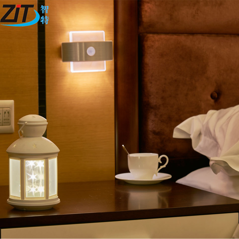 LED人体感应室内壁灯USB充电感应小夜灯橱柜灯创意智能床头灯