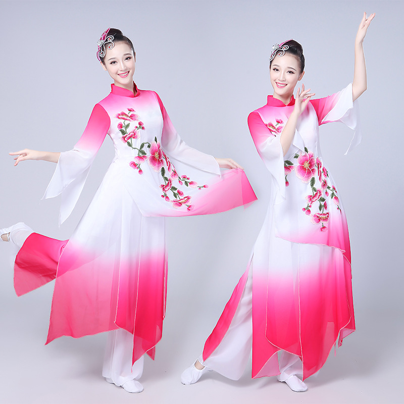 新款中国风现代舞蹈服装扇子舞打鼓服演出服女时尚旗袍短裙表演服-阿里巴巴