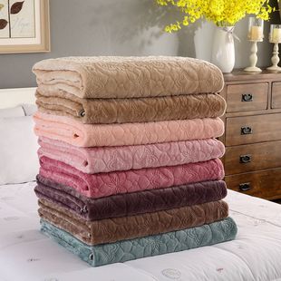 [Milea] flannel blanket quilted bed cover front plush reverse cotton bed cushion plush bed cover