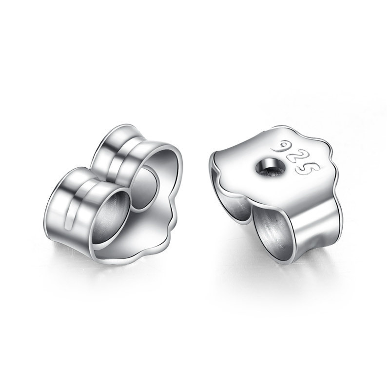 Sterling Silver Silver earplugs silver jewelry wholesale s925 silver stud earrings back plug female accessories butterfly silver ear plug ear back