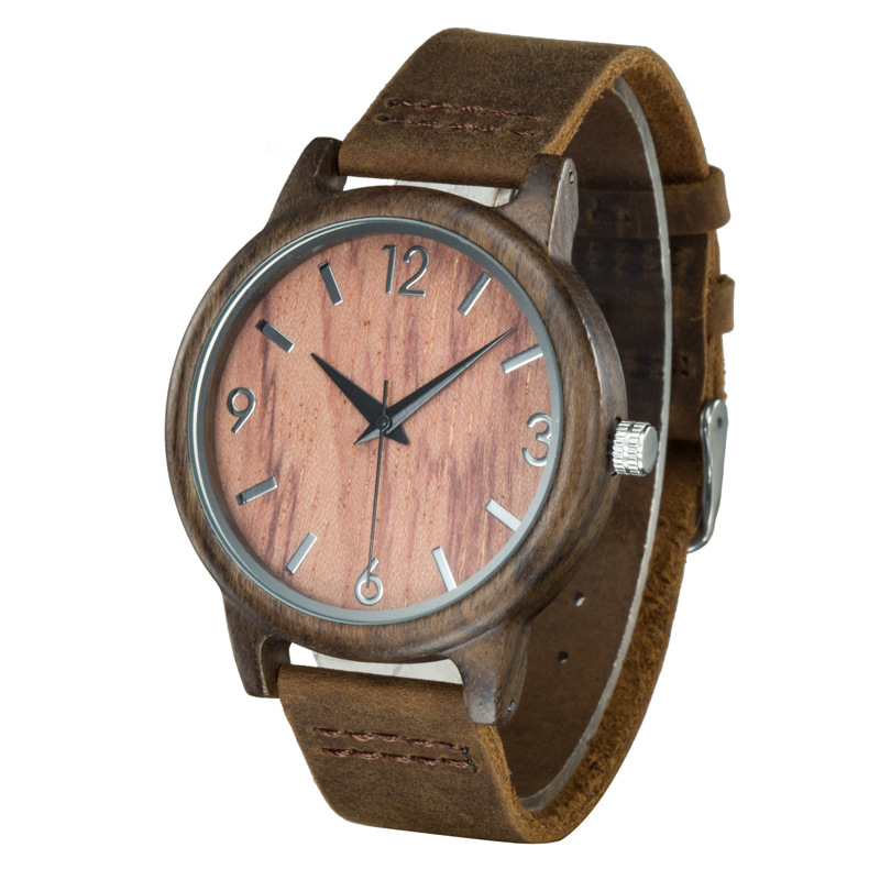 men's wood watch leather