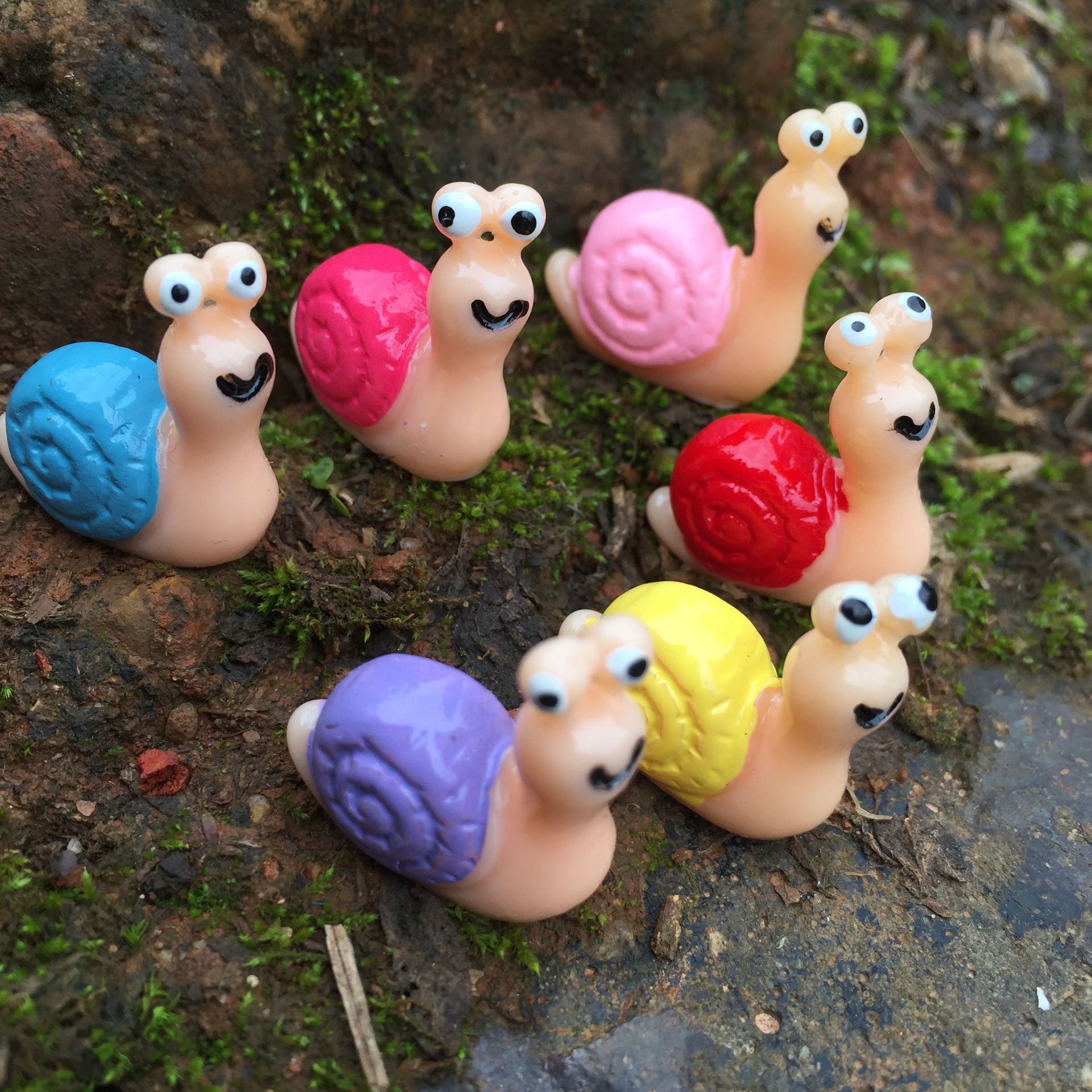 苔藓微景觀擺件 可愛突眼蝸牛 創意裝飾品迷妳小動物擺件