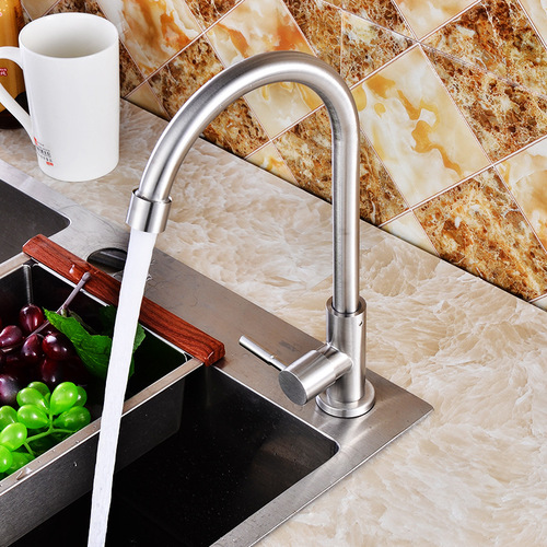 Stainless steel kitchen single cold faucet 304 vertical single cold washbasin faucet basin faucet washbasin faucet