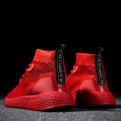 夏季新款男鞋2018运动风休闲学生鞋飞织透气袜子鞋爆款批发|ru