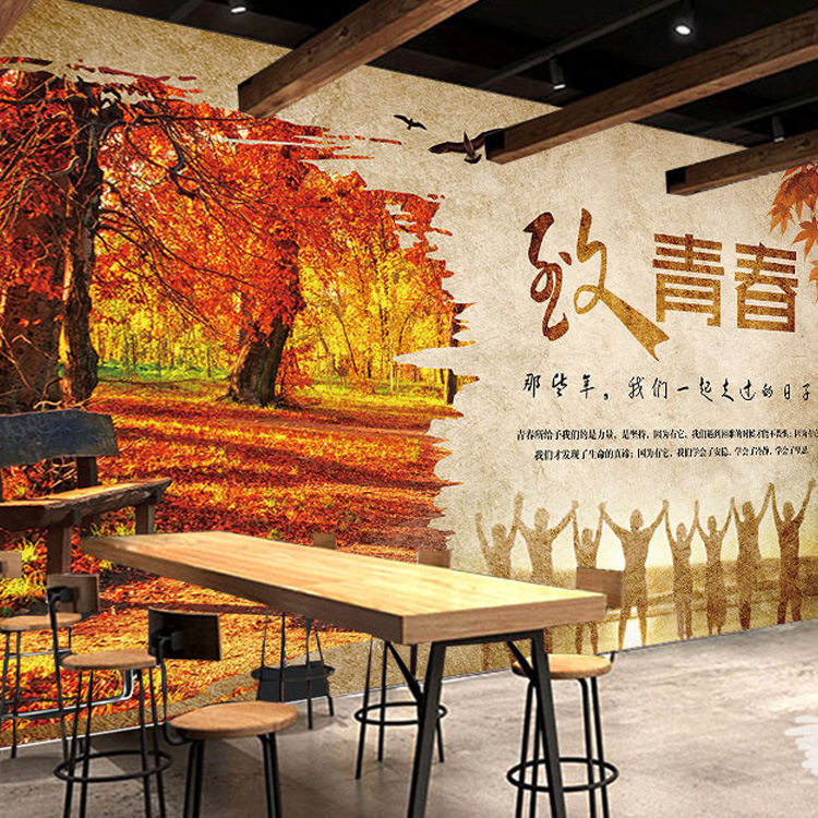 复古工业风怀旧饭店餐厅咖啡奶茶火锅店壁画背景墙3d立体个性壁纸