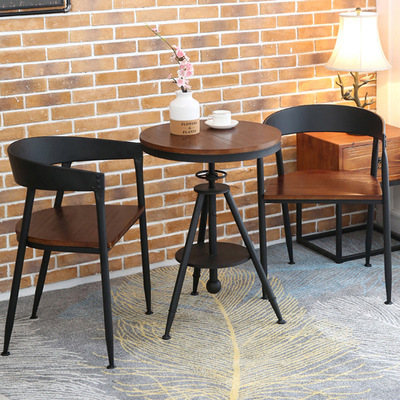 美式实木吧台桌椅咖啡厅户外桌椅铁艺茶餐厅桌椅组合