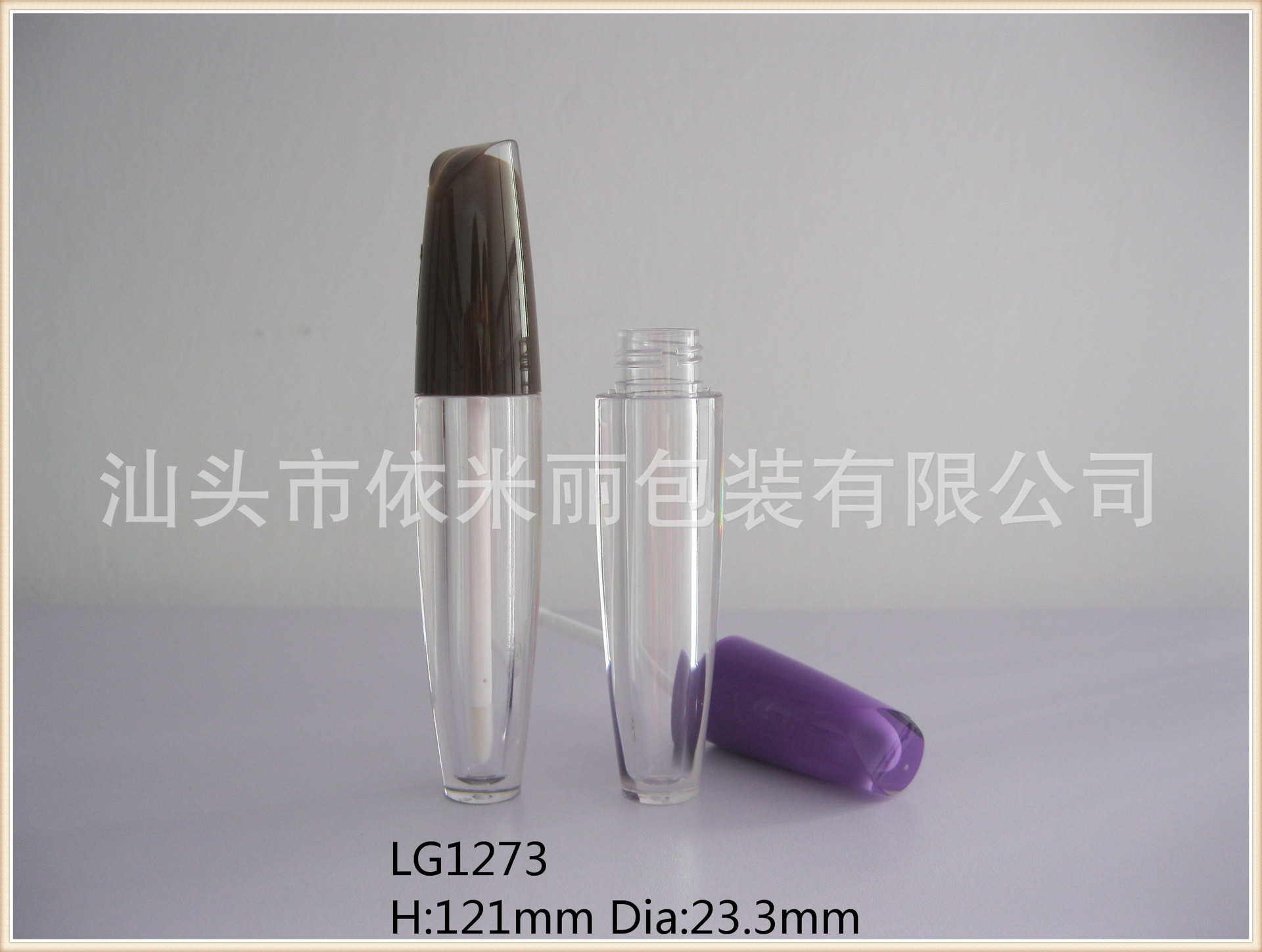 圆形斜口盖大唇彩管包材、含注塑料唇釉管，化妆品包材LG1273