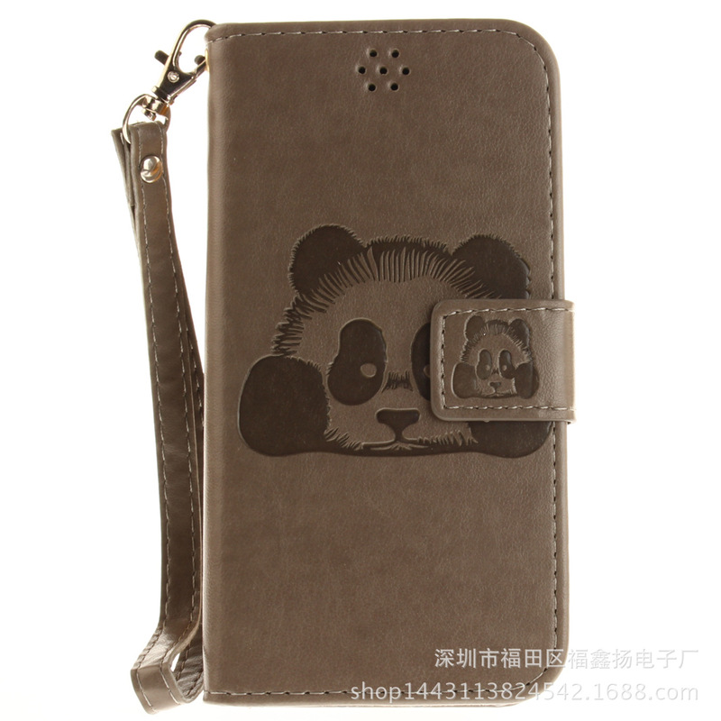 For LG K10 embossed mobile phone case Sony XZ embossed panda leather case Zenfone3 card wallet protective case