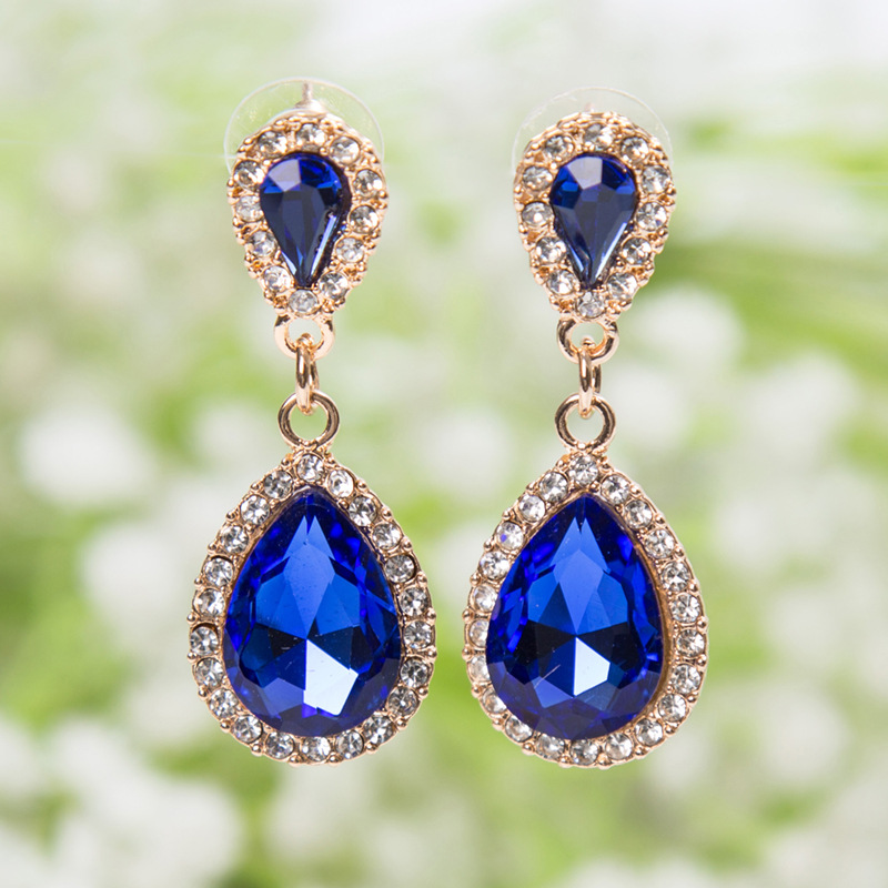 Drop Earrings Classification 1 Pair Simple Style Shiny Water Droplets Plating Inlay Alloy Rhinestones Drop Earrings