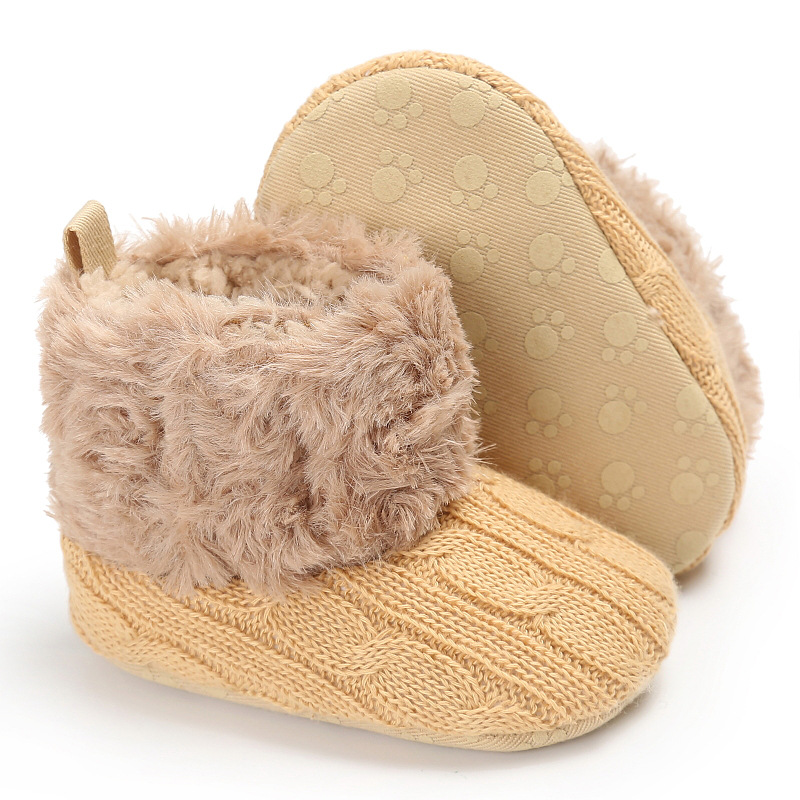 New Christmas Baby Kids Boots CroChet Fur Snow Boots Toddler Infant Thicken Warm Soft Knitted