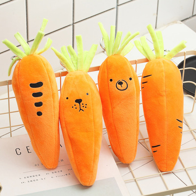 the republic of korea originality Carrot Pencil bag Middle school student High-capacity Pencil Bag lovely lengthen Plush Pencil bag