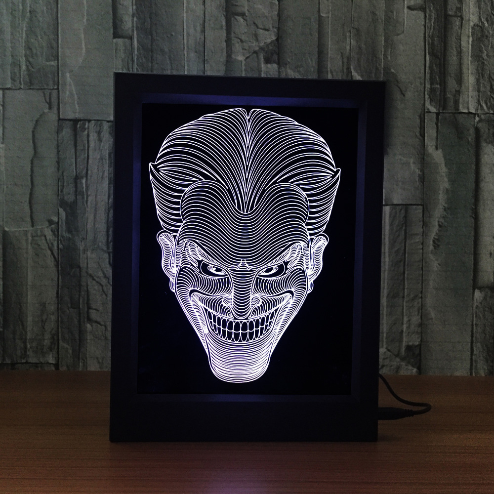 3d相框灯 创意相框灯 led相框灯惩罚面具骷髅头