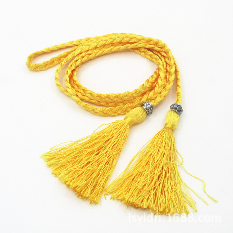 Women's Woven Tassel Cotton Belt Bow Waist Seal Tie Decorative Waist Chain Waist Rope Belt Wholesale