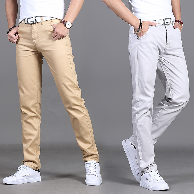 2020 pantalones casuales de otoño e invierno para hombres pantalones casuales de estilo coreano slim fit para hombres pantalones casuales rectos de cintura media para hombres pantalones de hombre al por mayor