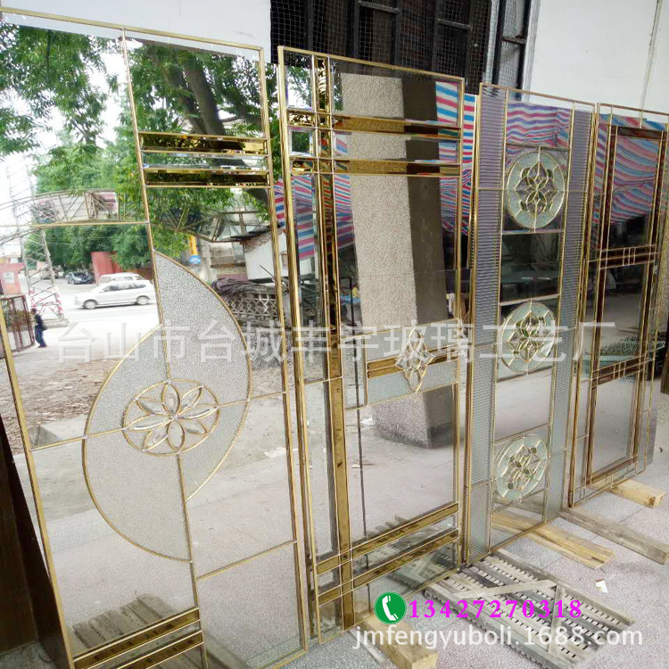 异形玻璃 贴片玻璃软包斜边长条镜片硬包刺绣电视背景墙