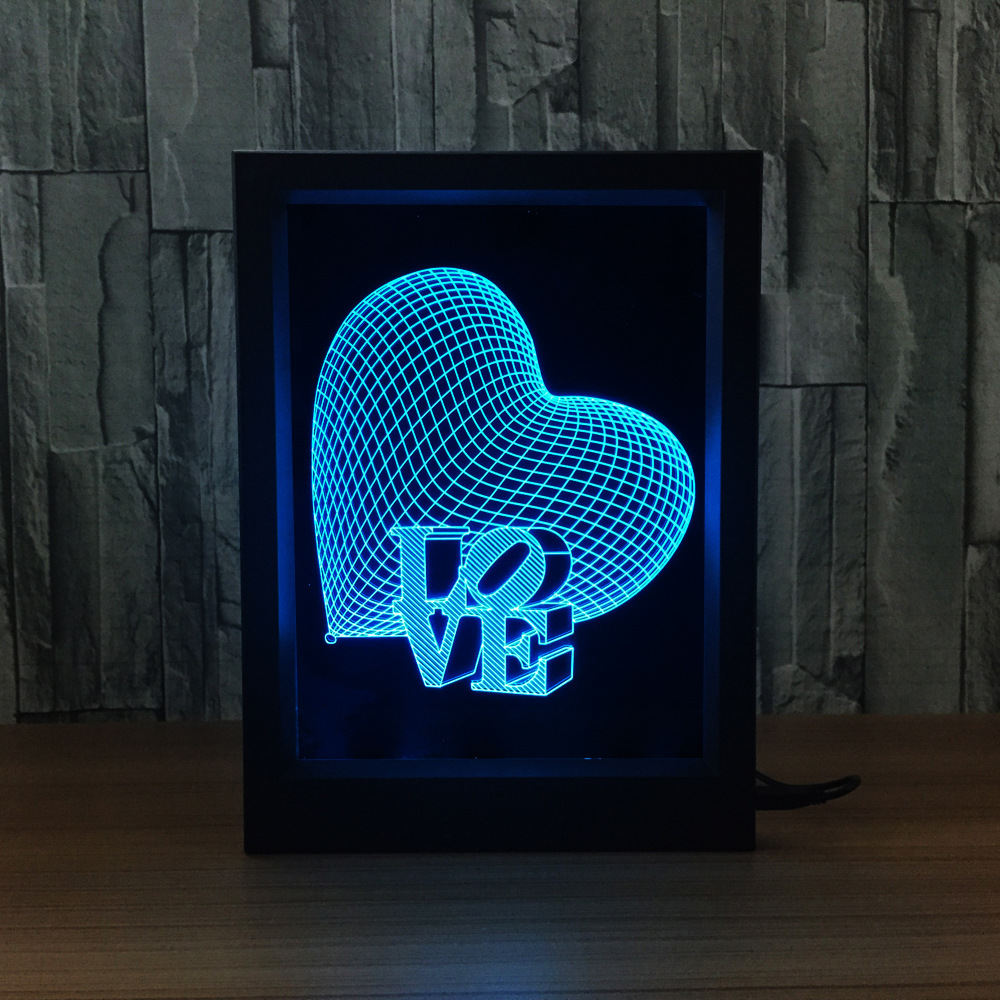 相框式3d灯 led灯 创意台灯小夜灯 LOVE