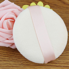 Powder Puff with Short Velvety Flocked Round Compact Powder puff, 8cm in Diameter