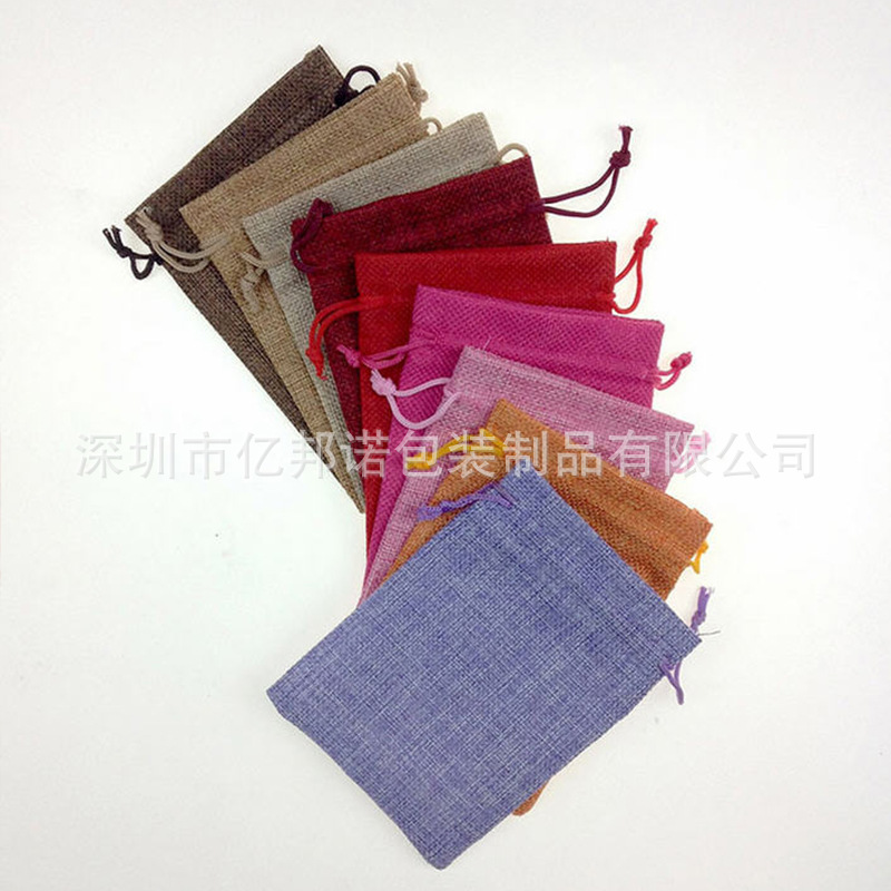 工厂批发 麻布袋 仿麻束口袋 抽绳麻布袋 礼品袋酒袋定 制