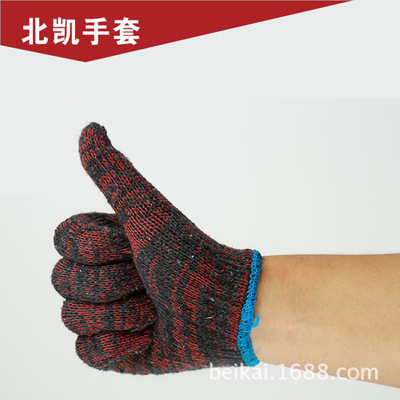 供应加密针织花线防护手套建筑生产劳动手套耐磨防护棉手套批发