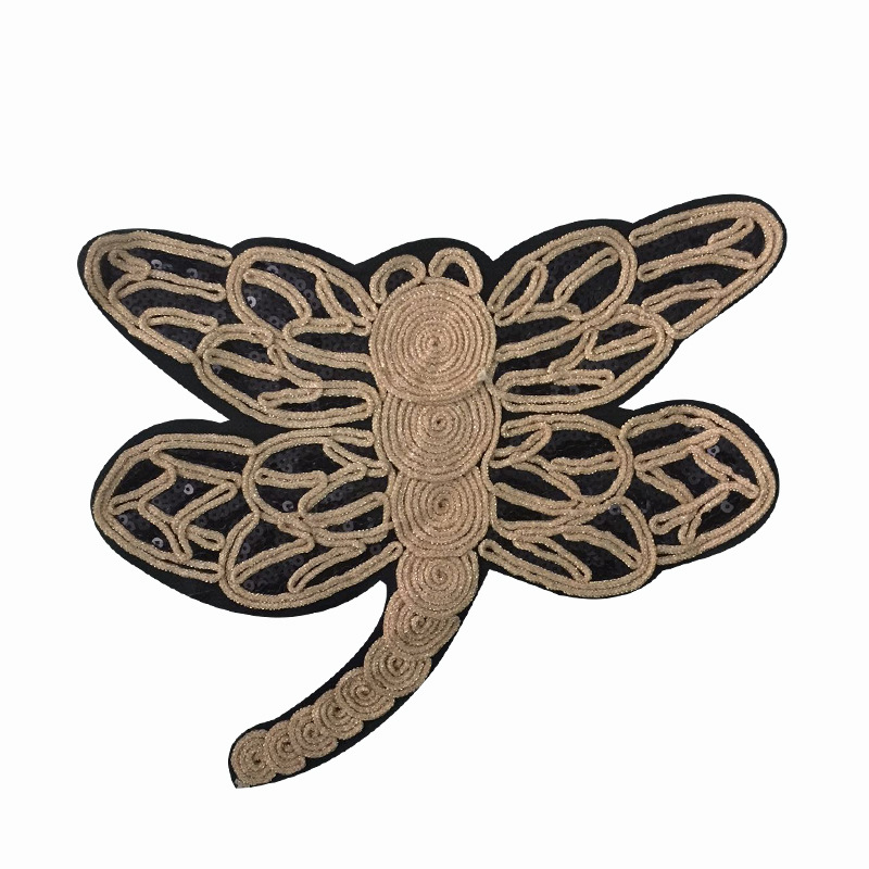 金色蜻蜓布贴补丁贴 衣服贴 大号布贴 电脑绣花辅料 包包辅料花边