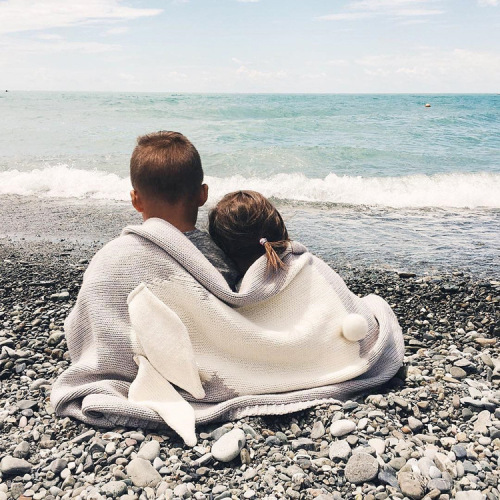 INS style rabbit ear blanket three-dimensional rabbit blanket children's knitted throw blanket beach mat baby baby blanket