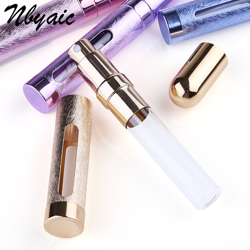 En stock bala J017-12ml de aluminio de cabeza redonda botella de spray de perfume lápiz labial tubo de perfume botella vacía de vidrio