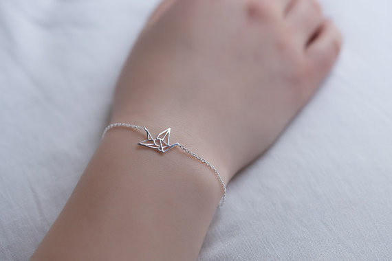 Jewelry hollow paper crane bracelet goldplated silver cute origami pigeon bird bracelet anklet wholesalepicture11
