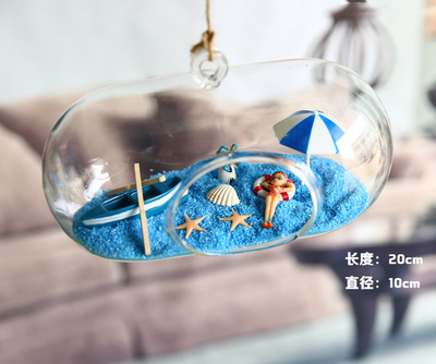Creative hanging moss micro landscape glass vase succulent glass vase hanging bottle DIY potted plant desk decoration