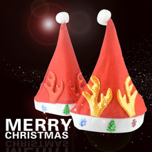 圣诞节装饰酒吧ktv小礼物圣诞帽卡通鹿角圣诞老人帽子发光圣诞帽