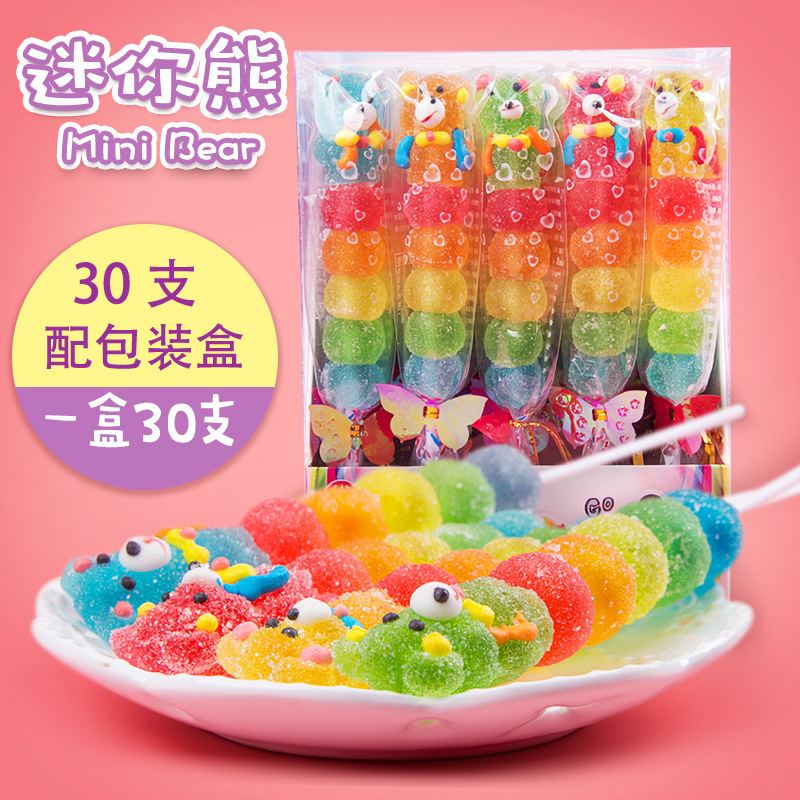 Goodness Cartoon Mini String fruit juice Soft sweets Lollipop candy snacks food 30 gram