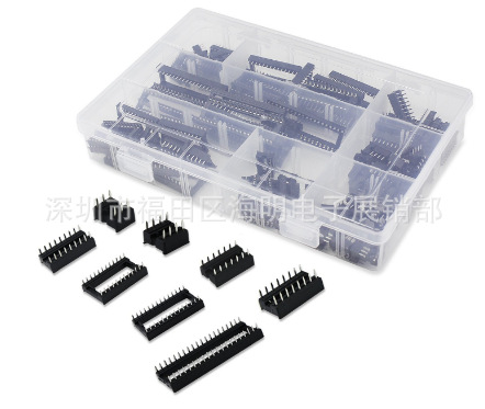100pcs双列直插IC插座焊接式6 8 14 16 18 24 28 40引脚插座连接