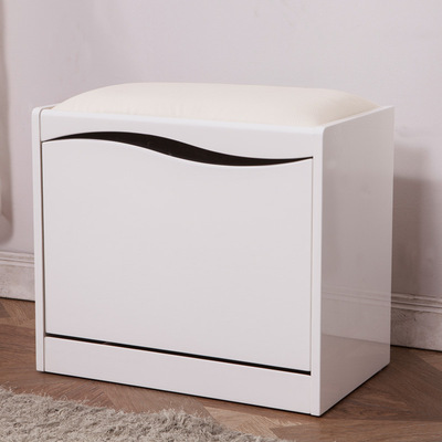 简约现代鞋柜 大容量储物穿鞋凳 白色烤漆鞋架翻斗皮艺换鞋凳特价|ms